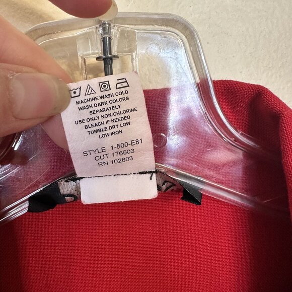 Briggs Womens Top Petite Red Short Sleeve Button Up Blouse 6P 90s Vtg - Picture 3 of 7